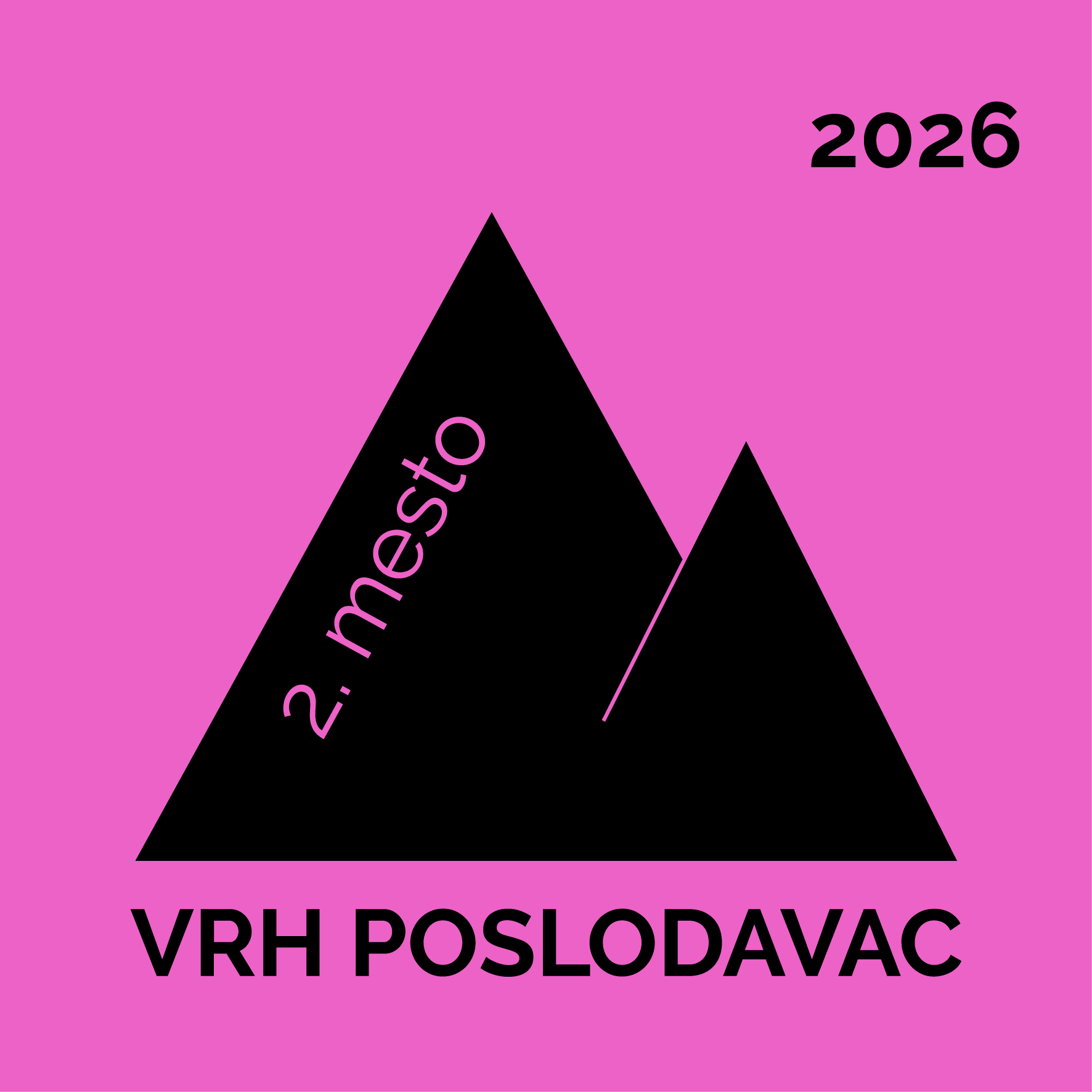 Crna planina sa roze pozadinom ispod koje piše VRH POSLODAVAC 2026
